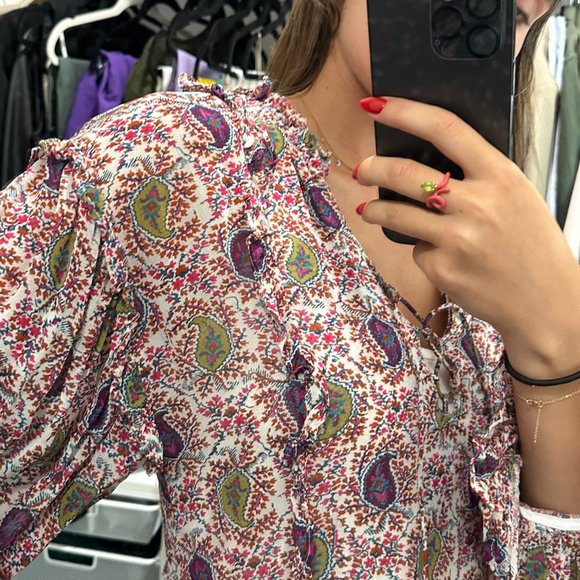 Sacks bohemian print long sleeve dress, size 0, used once - Picture 5 of 7